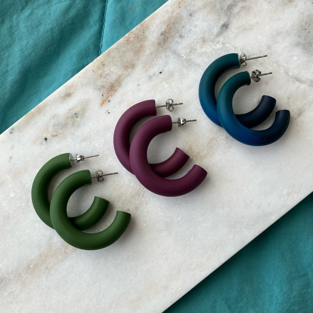 Small Polymer Clay Hoops - Set #2